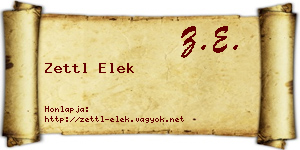 Zettl Elek névjegykártya